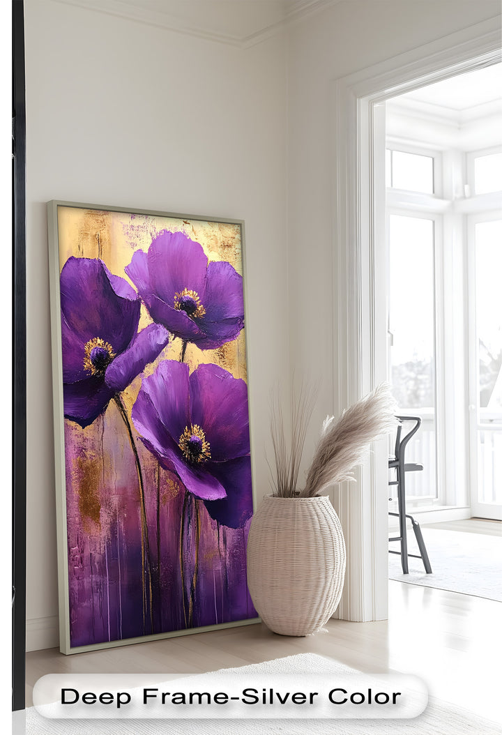 Purple Florals with Gold Accents - Flower Oil Painting