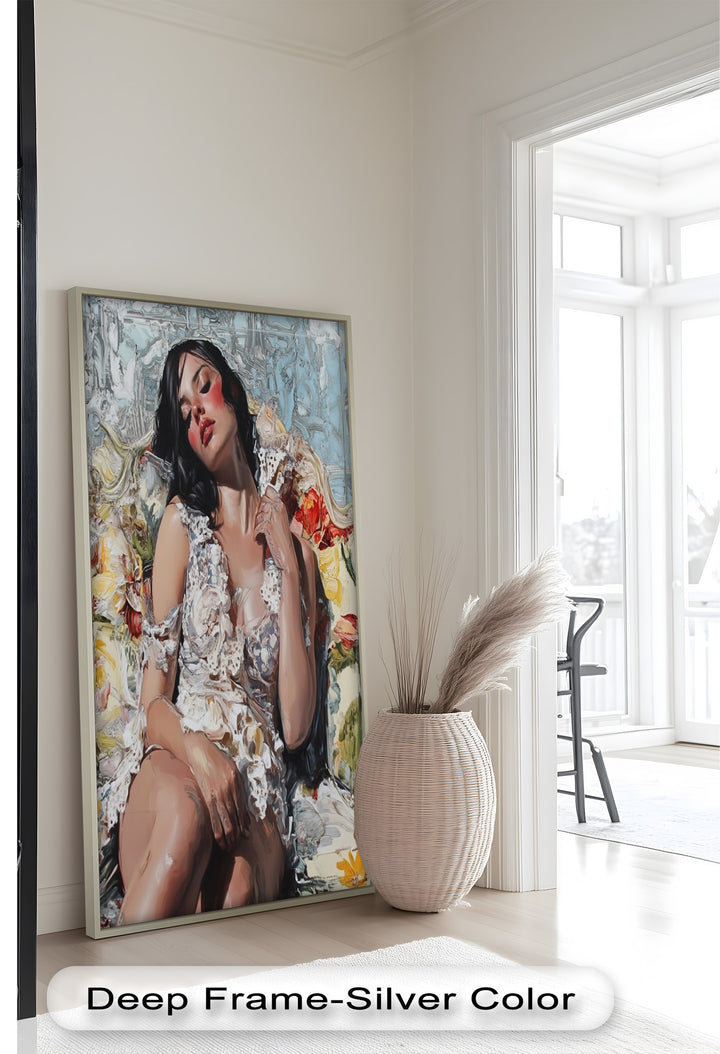 Reverie in Bloom – Zeitgenössische romantische figurative Ölmalerei