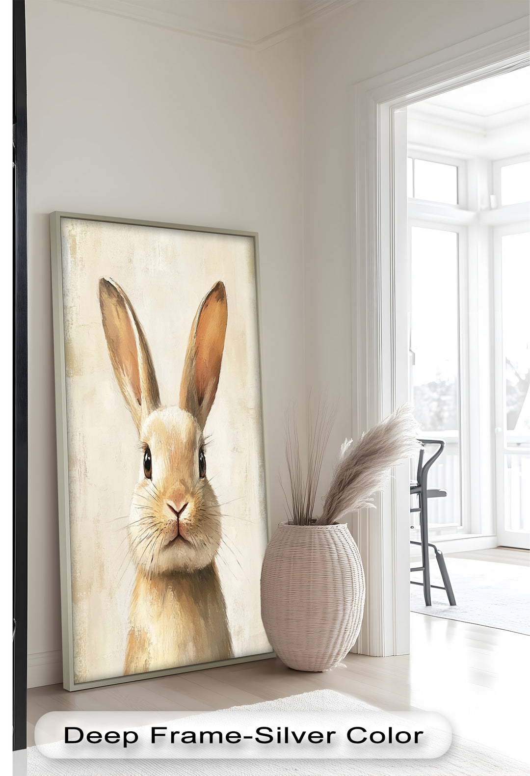 Soft-Gazed Bunny in Cream Hues - Animal Oil Painting