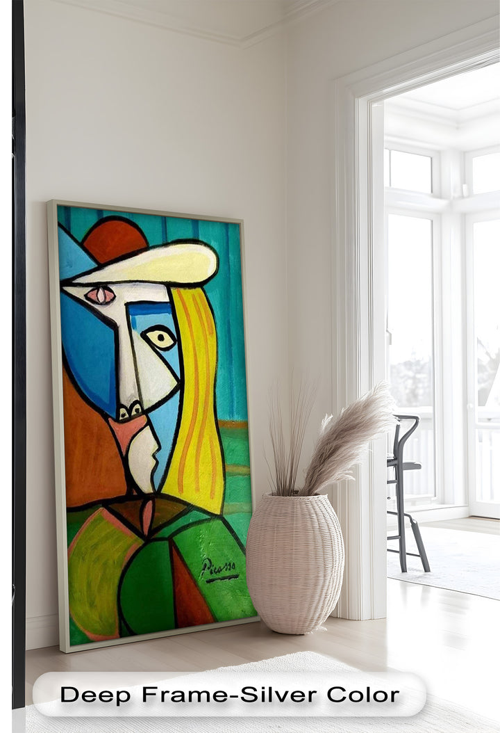 Golden Gaze – Cubist Woman in Hat Picasso Oil Painting