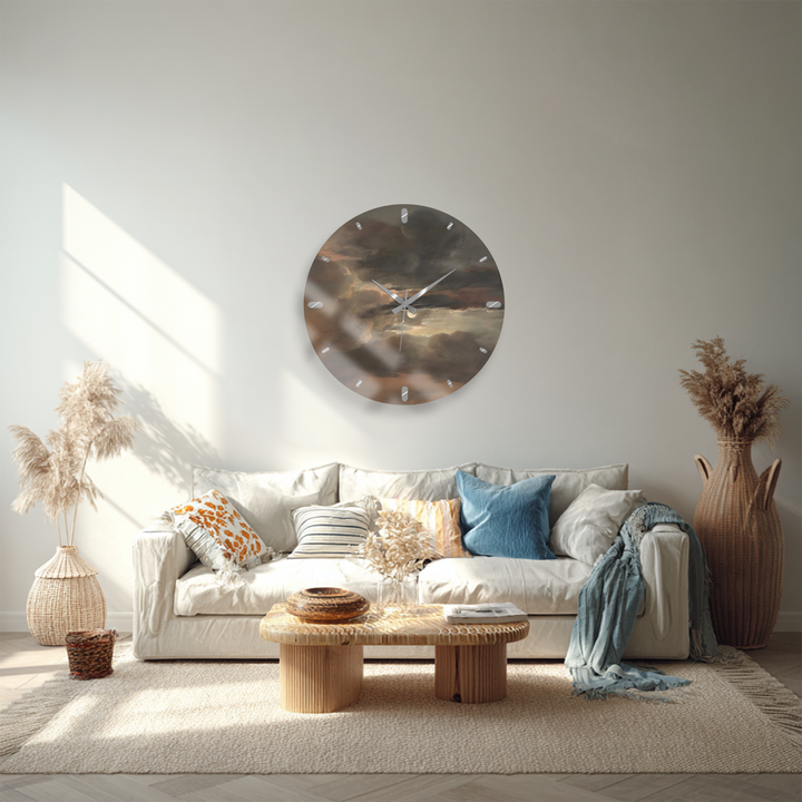 Storm Clouds Glass Wall Clock – Moody Sky Wall Decor
