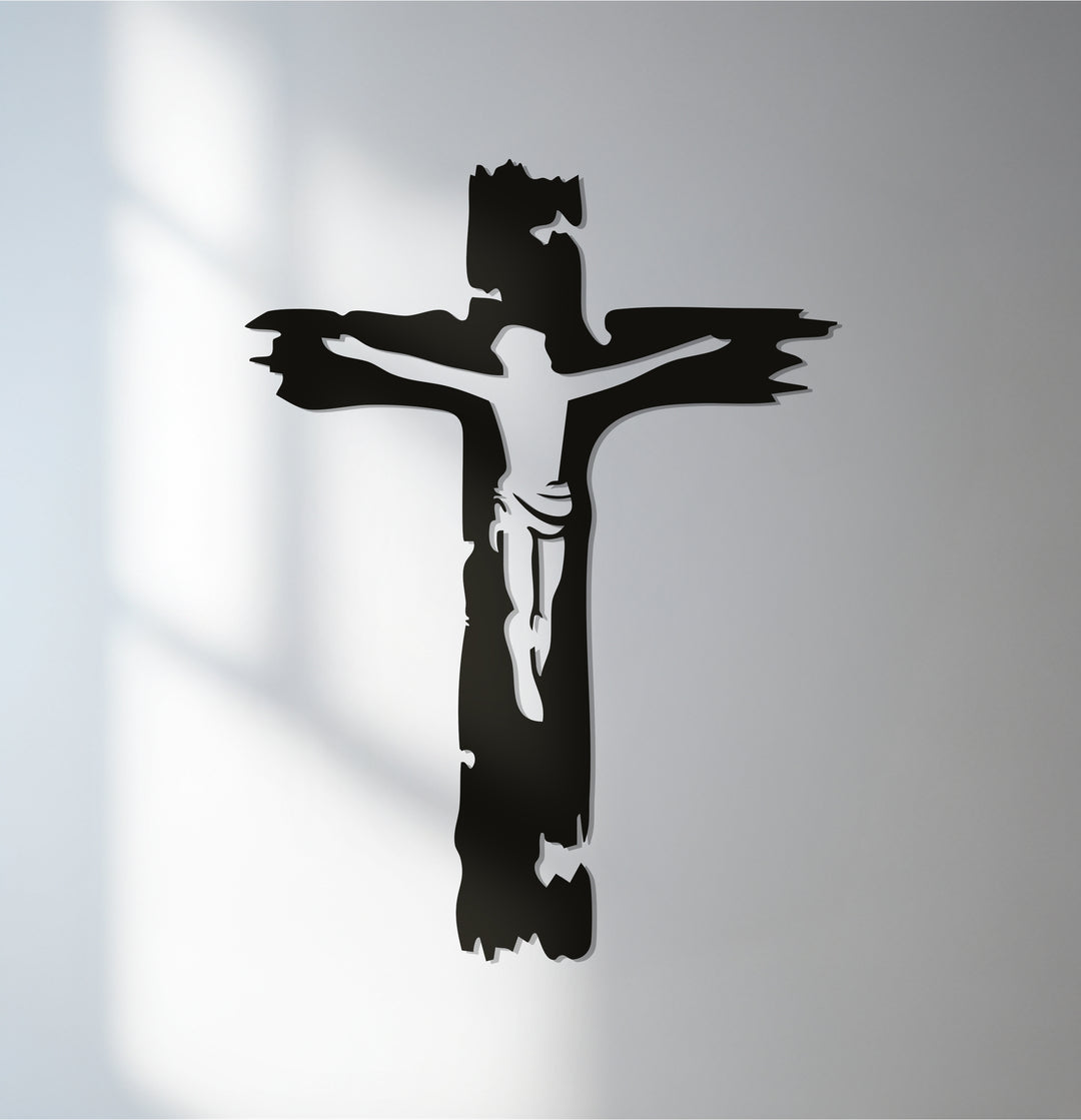 Jesus crucifix black metal wall art for Christian homes