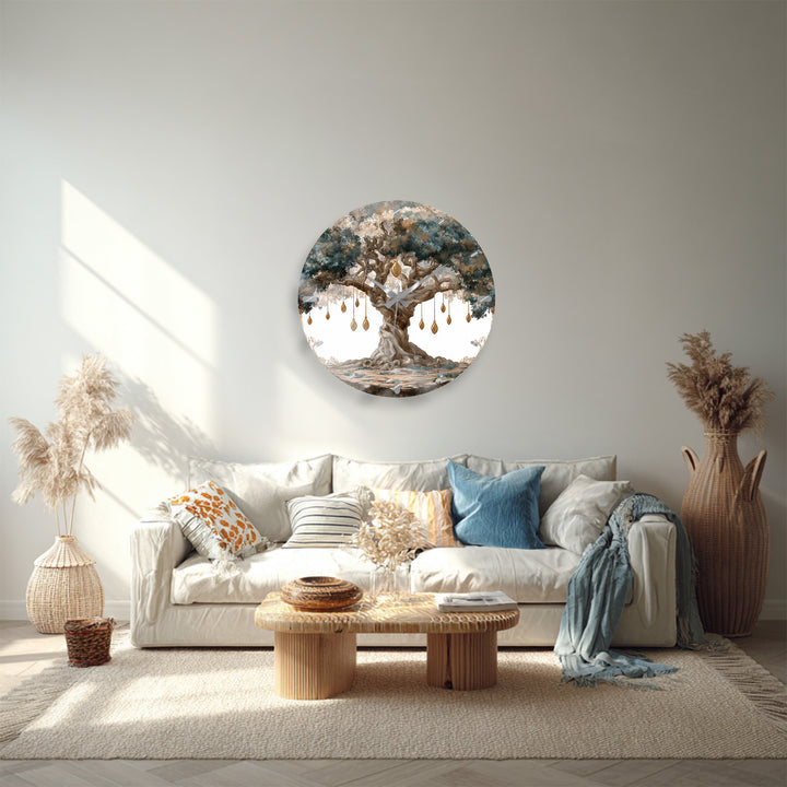 Mystical Tree of Life Glass Wall Clock – Enchanted Forest Decor