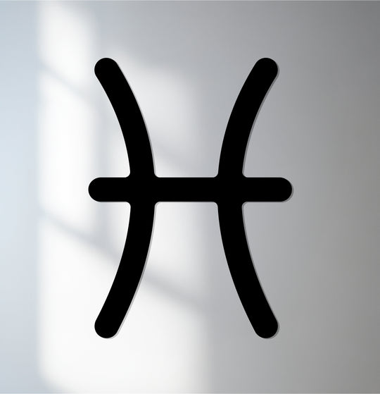 Muted color saturation defines this Pisces Zodiac Symbol, a sophisticated piece of metal wall decor, enhancing its subtle astrological charm.