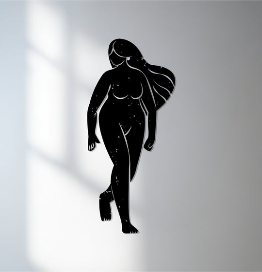 Golden female silhouette metal wall art minimalist design