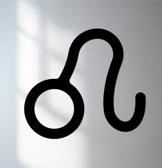 Black is the dominant color in this unique metal wall art depicting the Leo zodiac symbol, a bold and modern astrology star sign décor piece.
