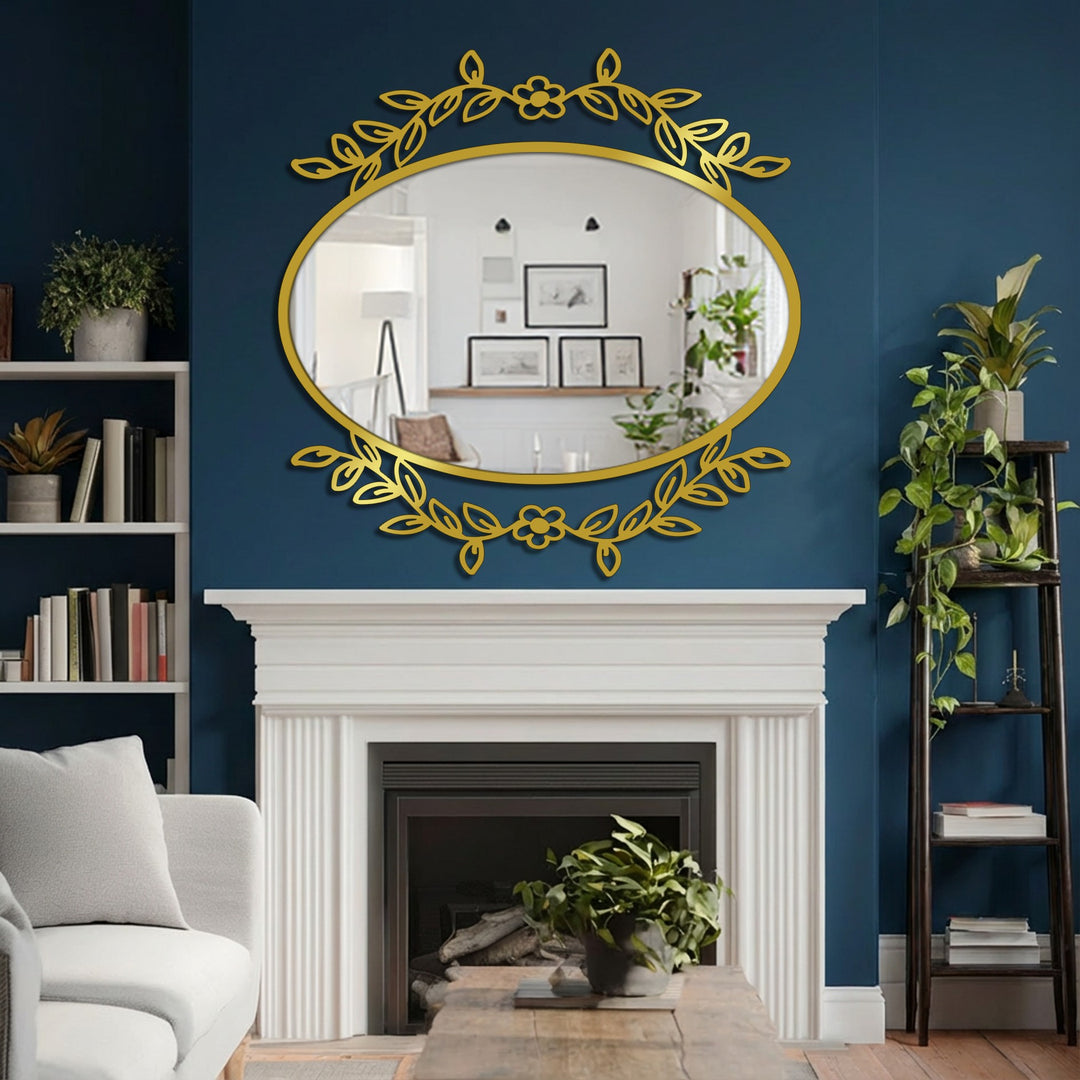 Botanical elegance oval floor mirror with floral vine frame features the loudest element, making it a stunning decorative mirror for any home decor.