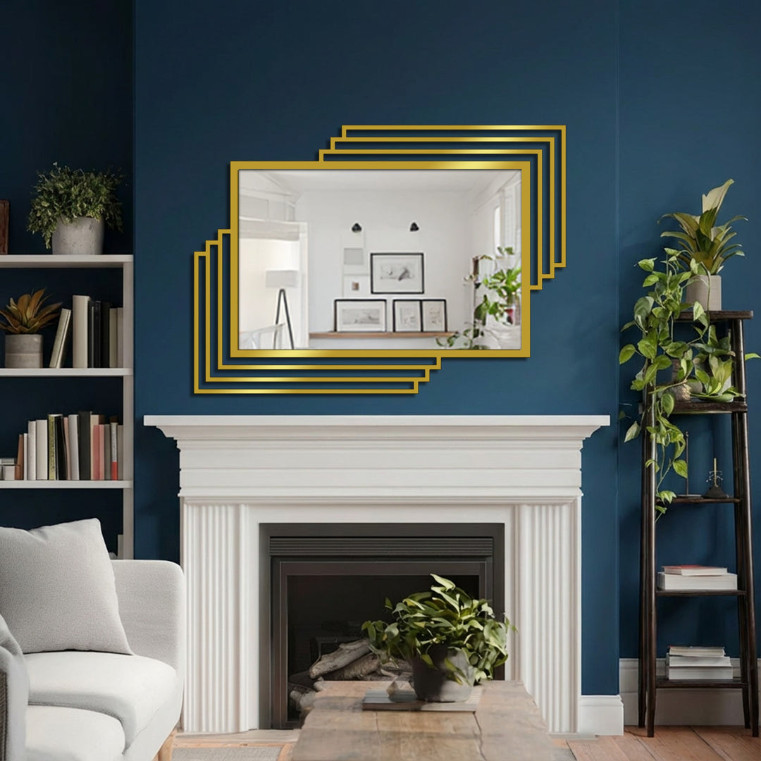 layered geometric floor mirror design