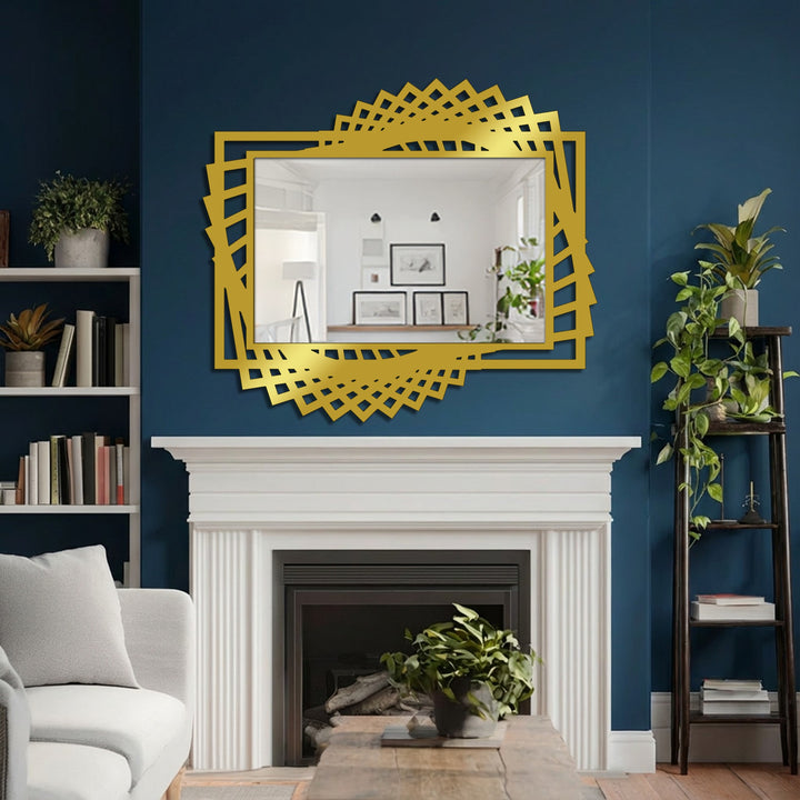 Layered design is shown in this modern metal floor mirror, an eye-catching piece of decorative metal art with a twisted frame that adds a touch of dynamic elegance.