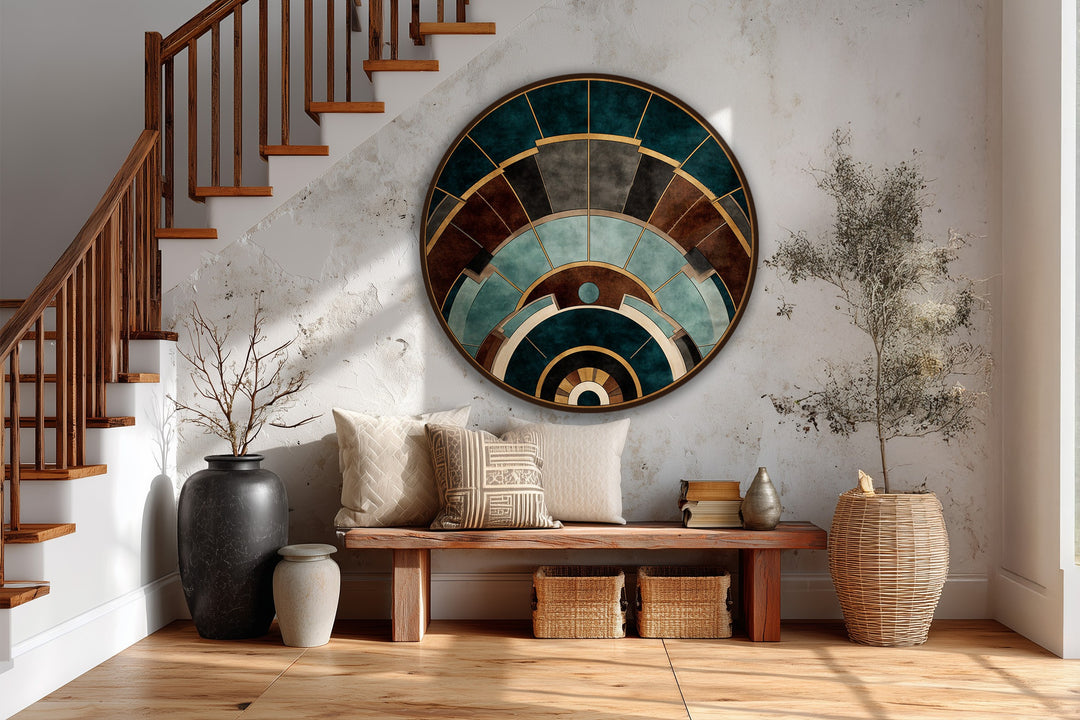 Depth and layers in this oil painting wall art are emphasized through the architectural arcs, making it a captivating example of oil painting wall art.