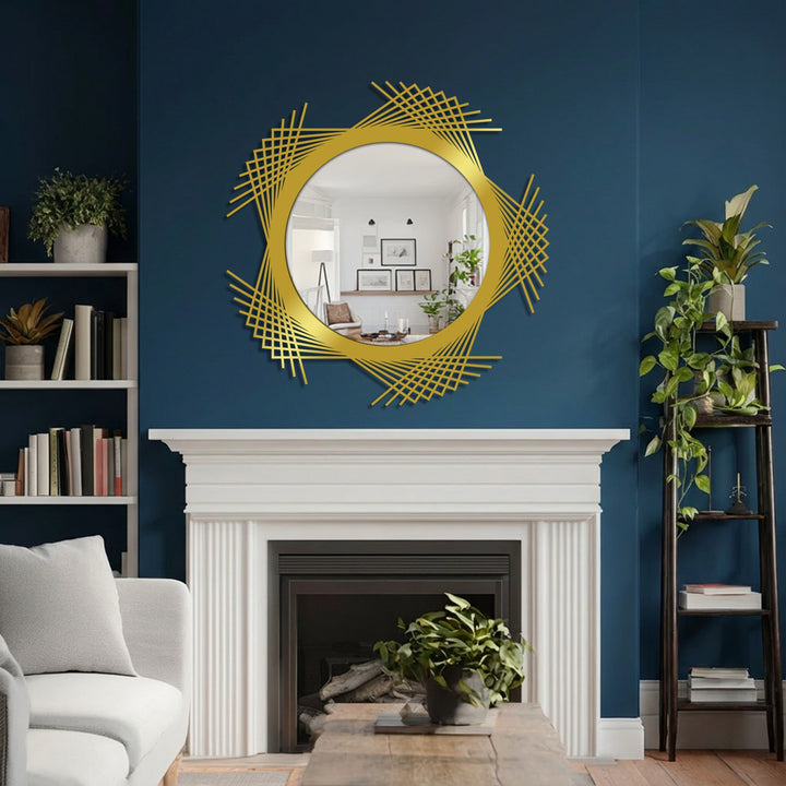 Bathroom mirror with minimalist geometric shape