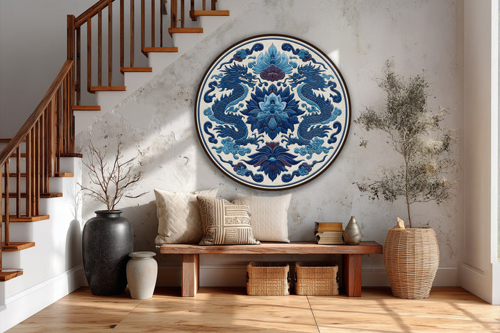 round dragon floral artwork