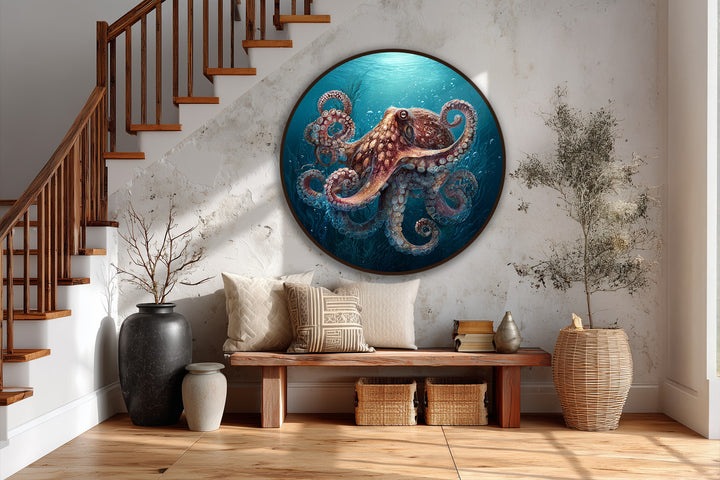 octopus marine circular painting