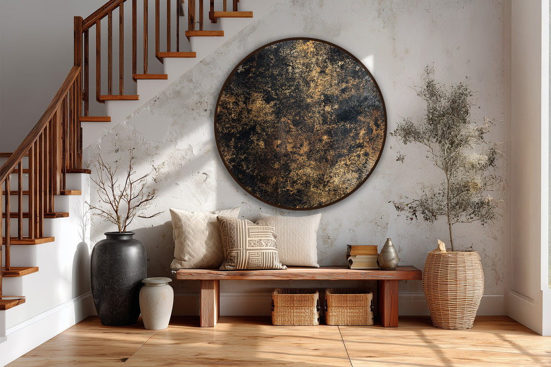 modern round textured oil painting