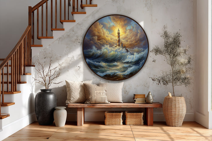 ocean waves lighthouse art
