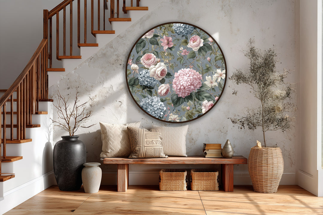vintage botanical round artwork