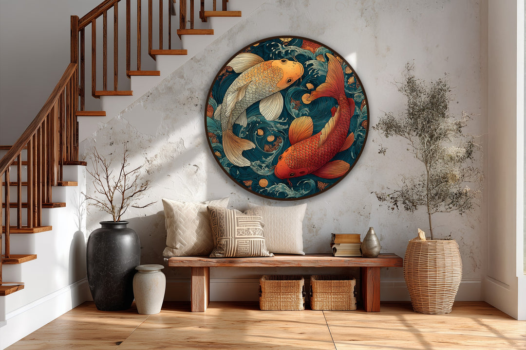circular koi fish wall art