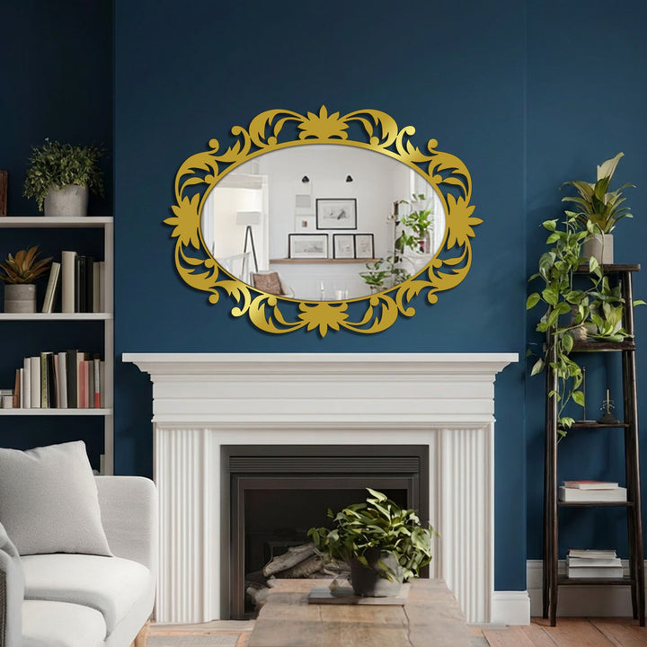 Organic curves and floral flourishes define this Victorian Grace oval mirror, an exquisite piece of modern wall mirrors framed by a flowing, gilded design.