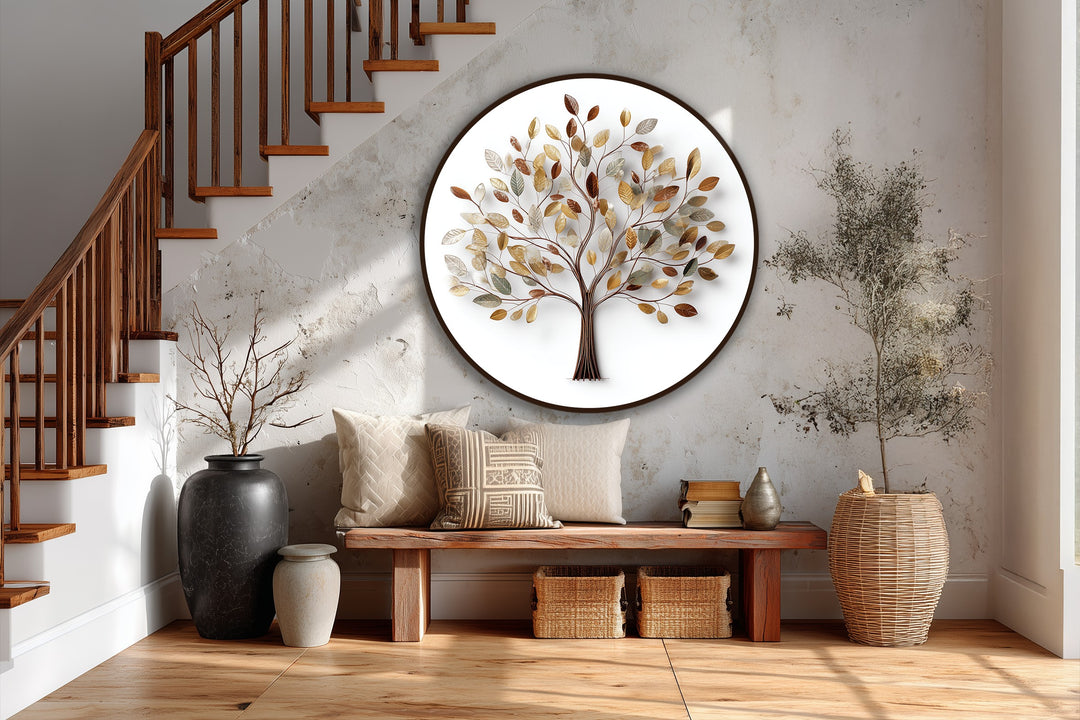 Árbol de hojas doradas – Elegante y redondo Cuadro al óleo