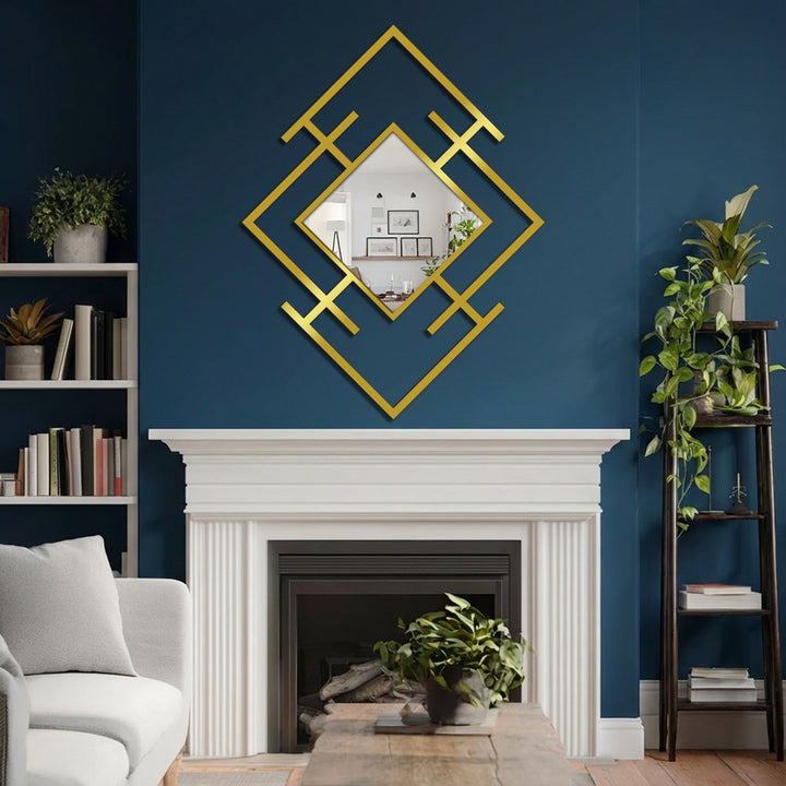 Diamond shaped metal mirror