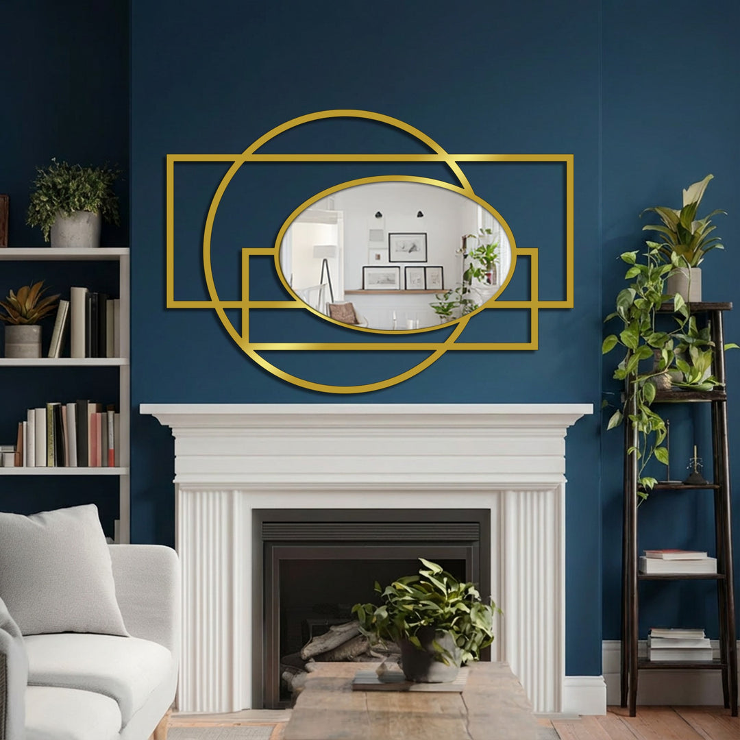 Intersected Rings + Frame Oval Wall Mirror – Modern Geometry Statement