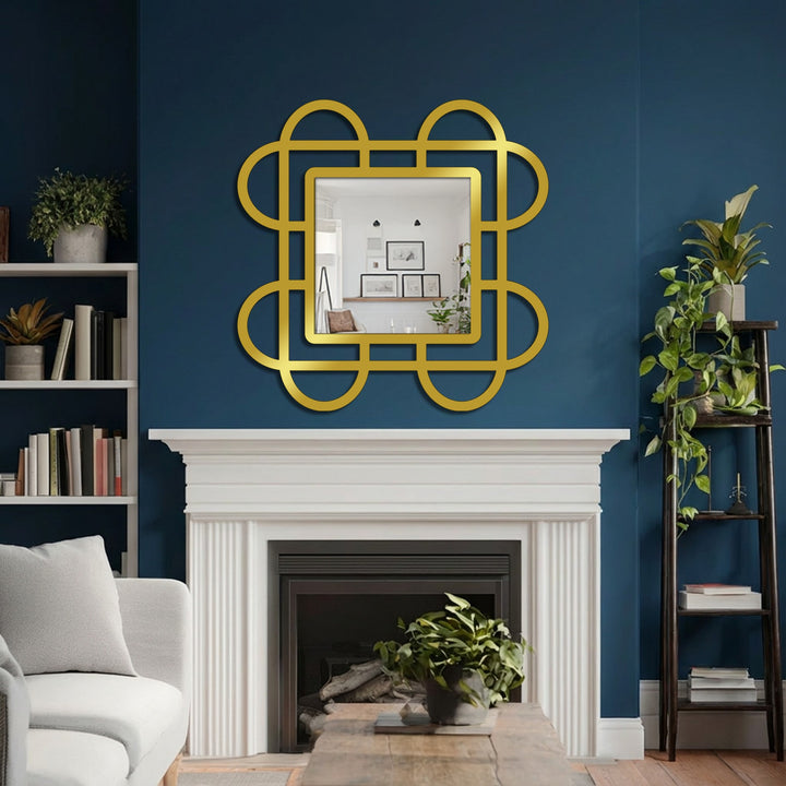 Reflecting the layering effect, this looped squares geometric wall mirror creates a focal point with its bold, rounded design as a decorative framed wall mirror.
