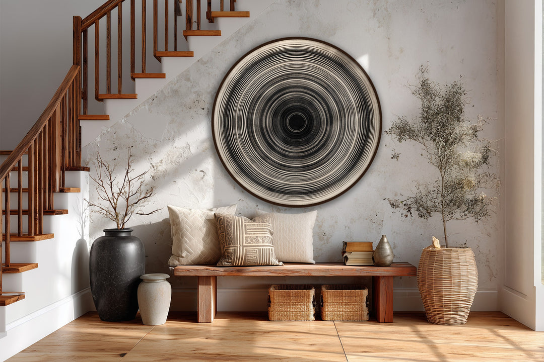 modern black circle wall art