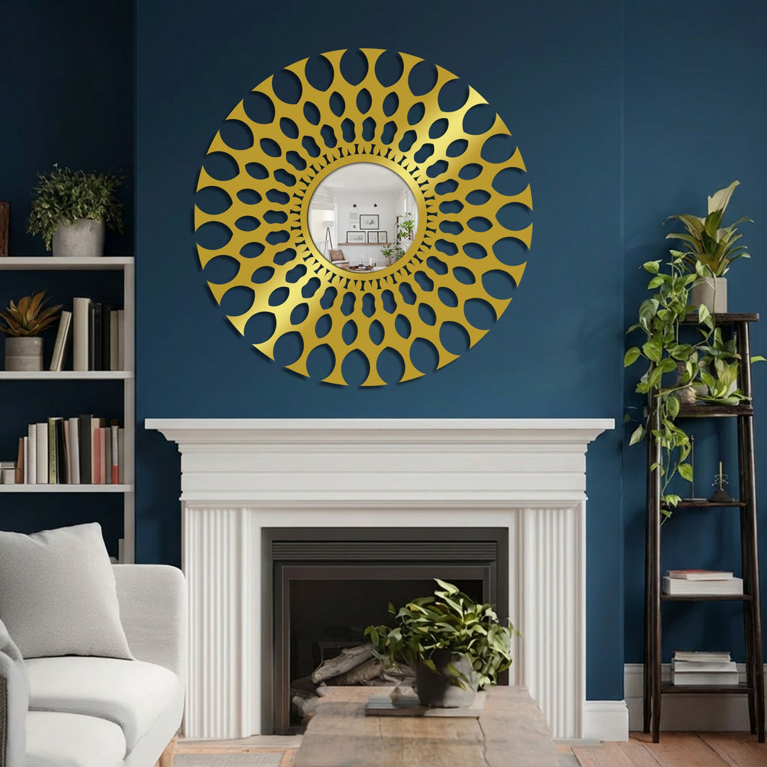 Radiant Pattern Round Decorative Wall Mirror – Modern Artistic Mirror Wall Decor