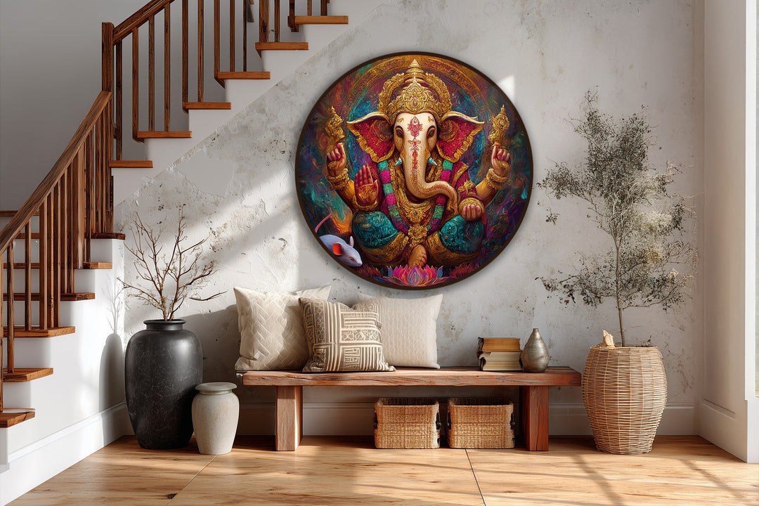 Divine Prosperity – Ganesha Radiant Gold Oil Painting
