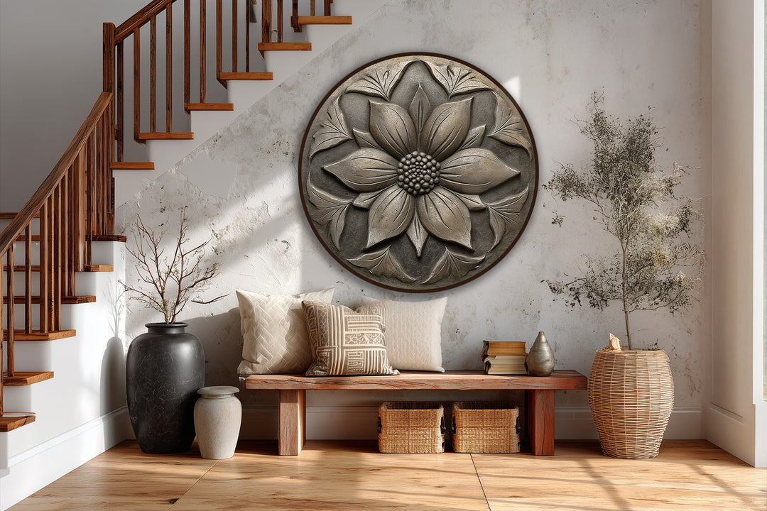 rustic flower round décor