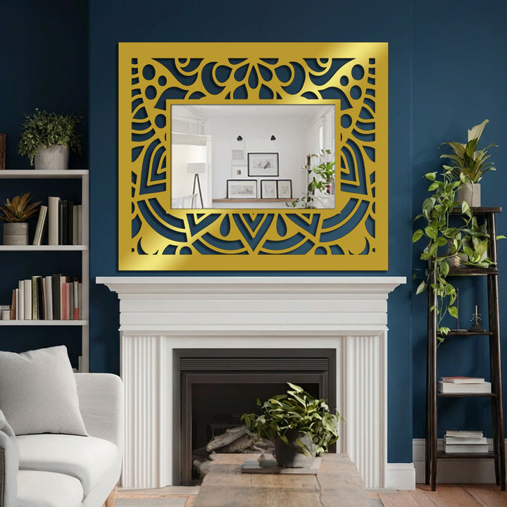 black mandala metal mirror