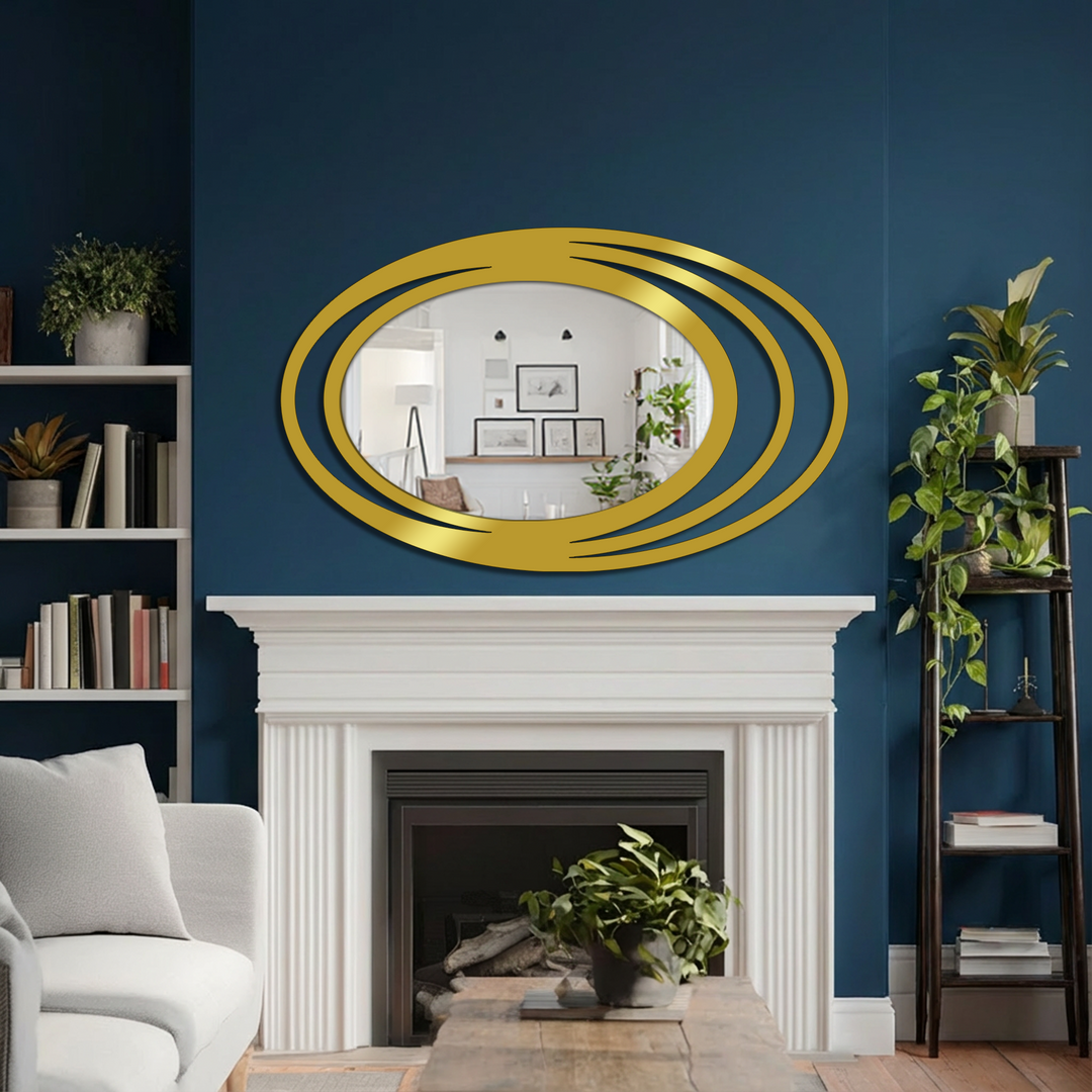 Featuring a sleek, decorative gold edge, this triple halo oval wall mirror offers a modern twist to classic bathroom mirror designs.