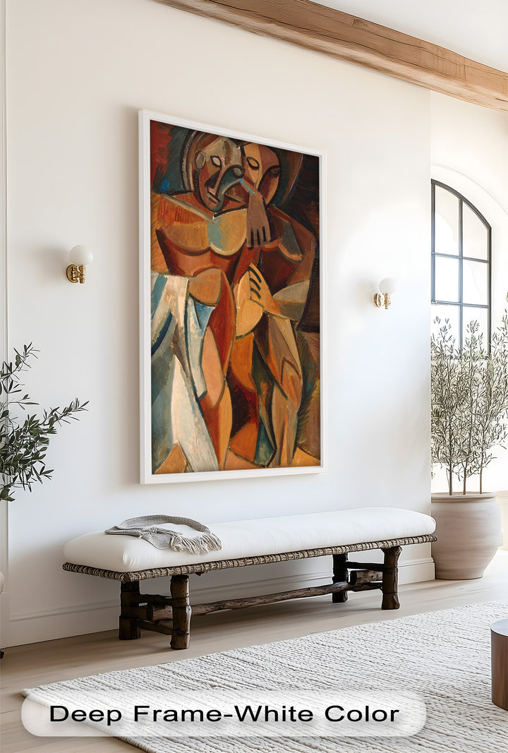 Abstract Embrace in Earth Tones - Picasso Oil Painting