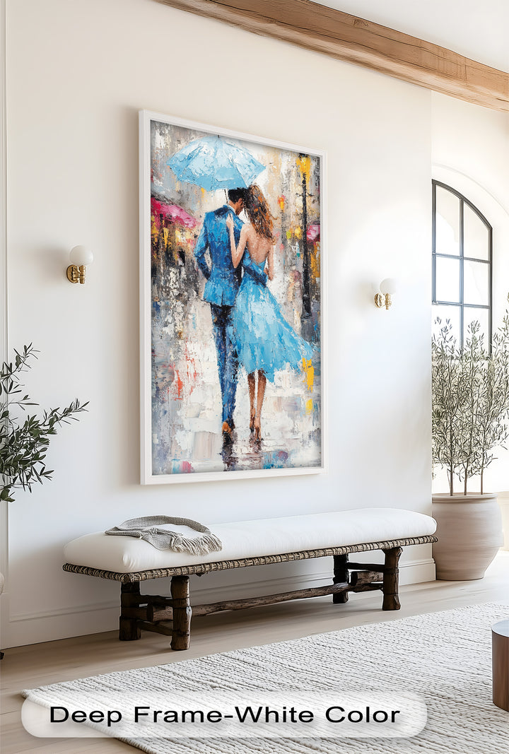 Forever in the Rain – Romantic Couple Love Oil Painting
