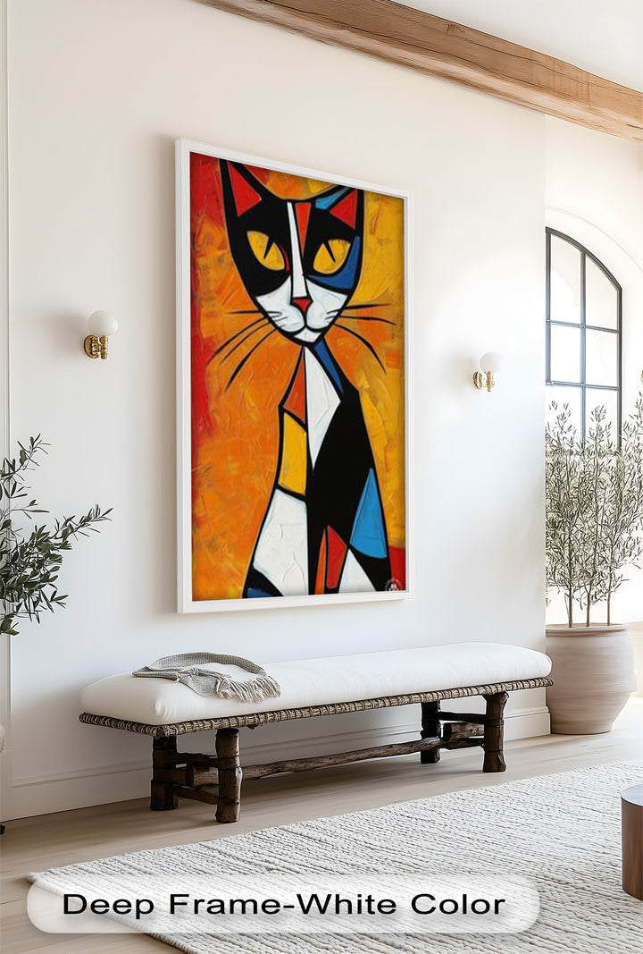 Geometric Feline – Abstract Cat Picasso Style Oil Painting