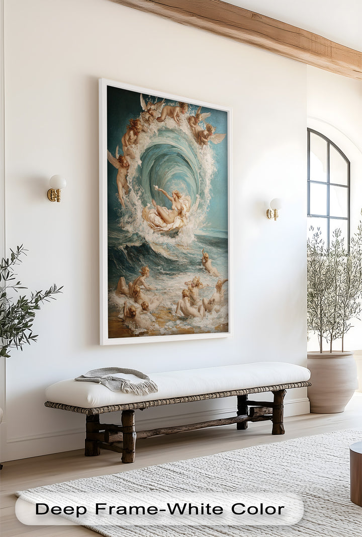 The Birth of Beauty – Mythic Seafoam and Cherubs Nude Oil Painting