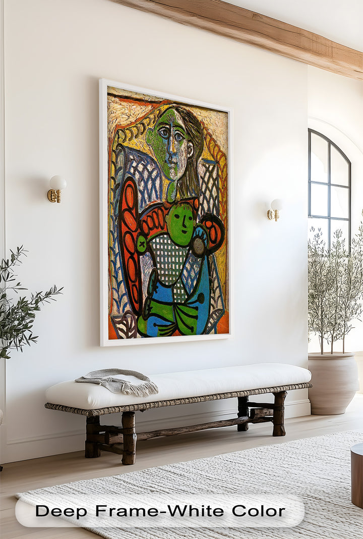 Green Embrace – Mother and Child Picasso Oil Painting