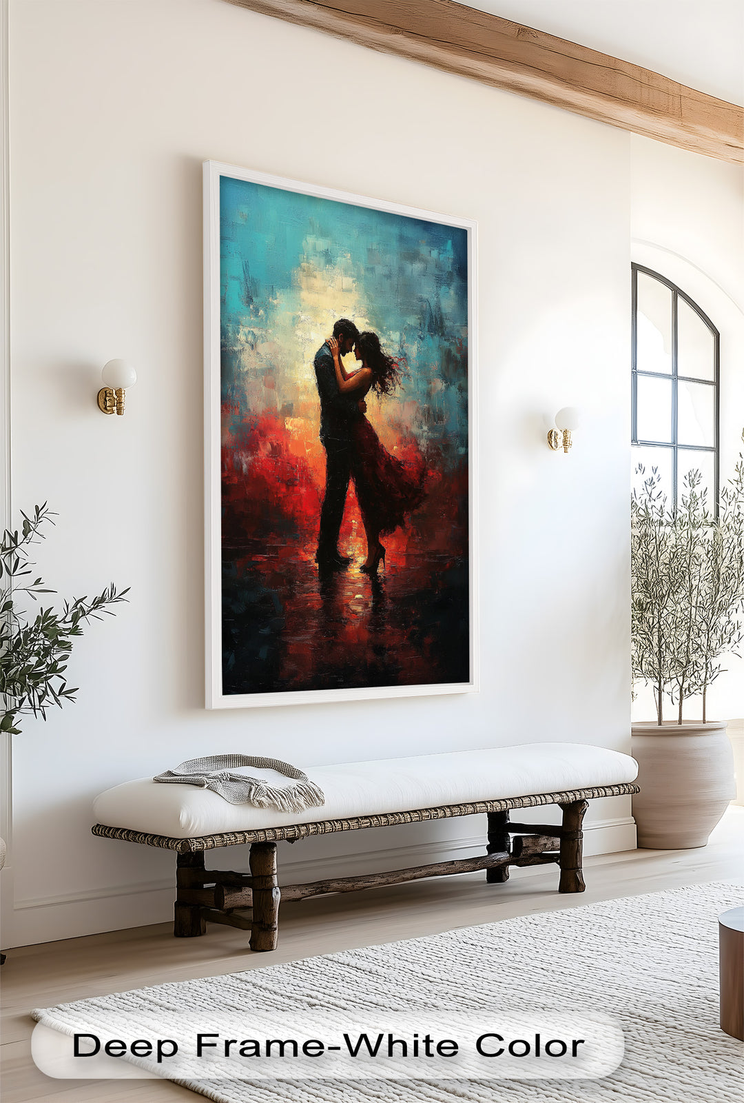 Eternal Flame – Embracing Couple at Sunset Love Oil Painting