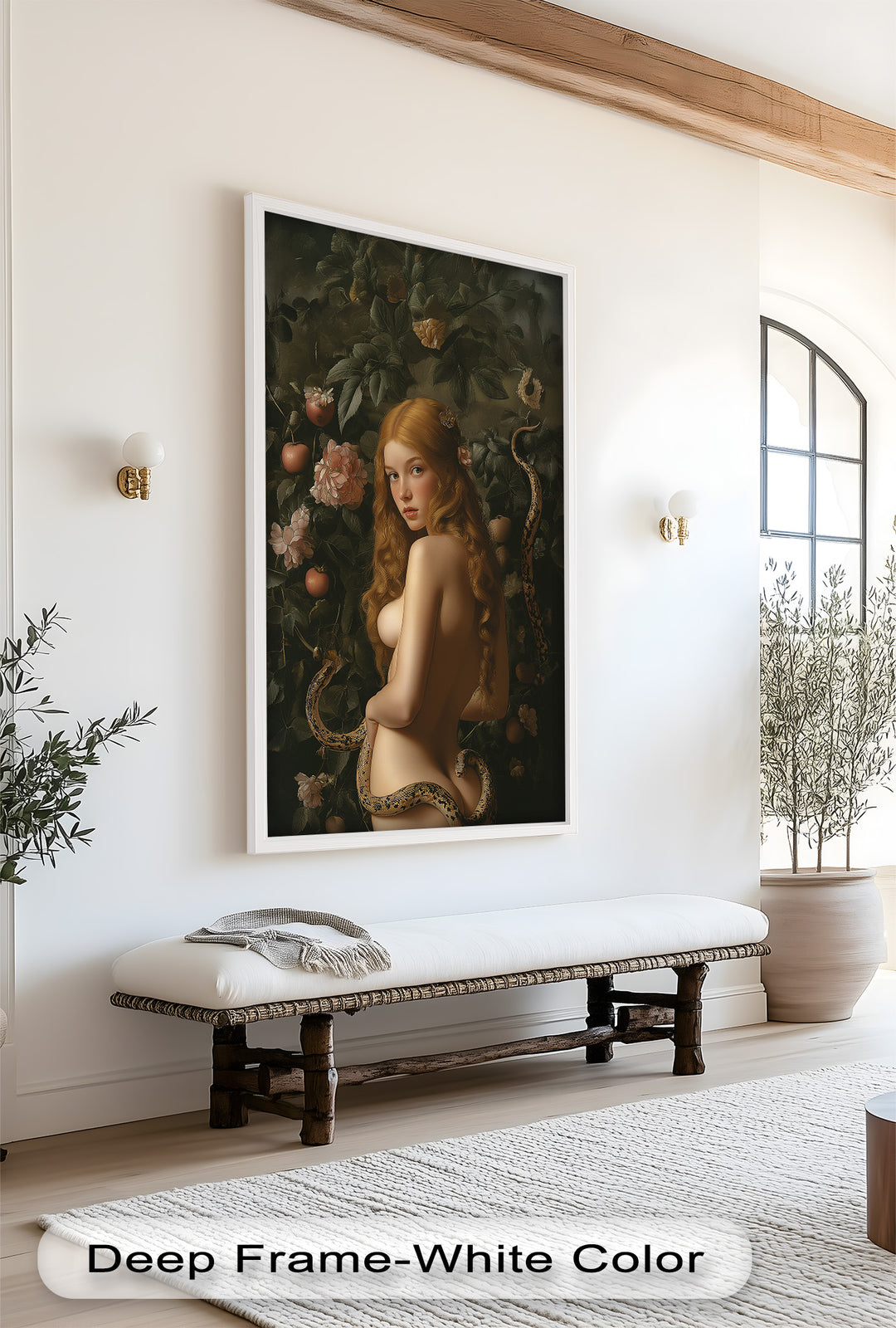 Eve in the Garden – Symbolic Temptation Mythology Oil Painting