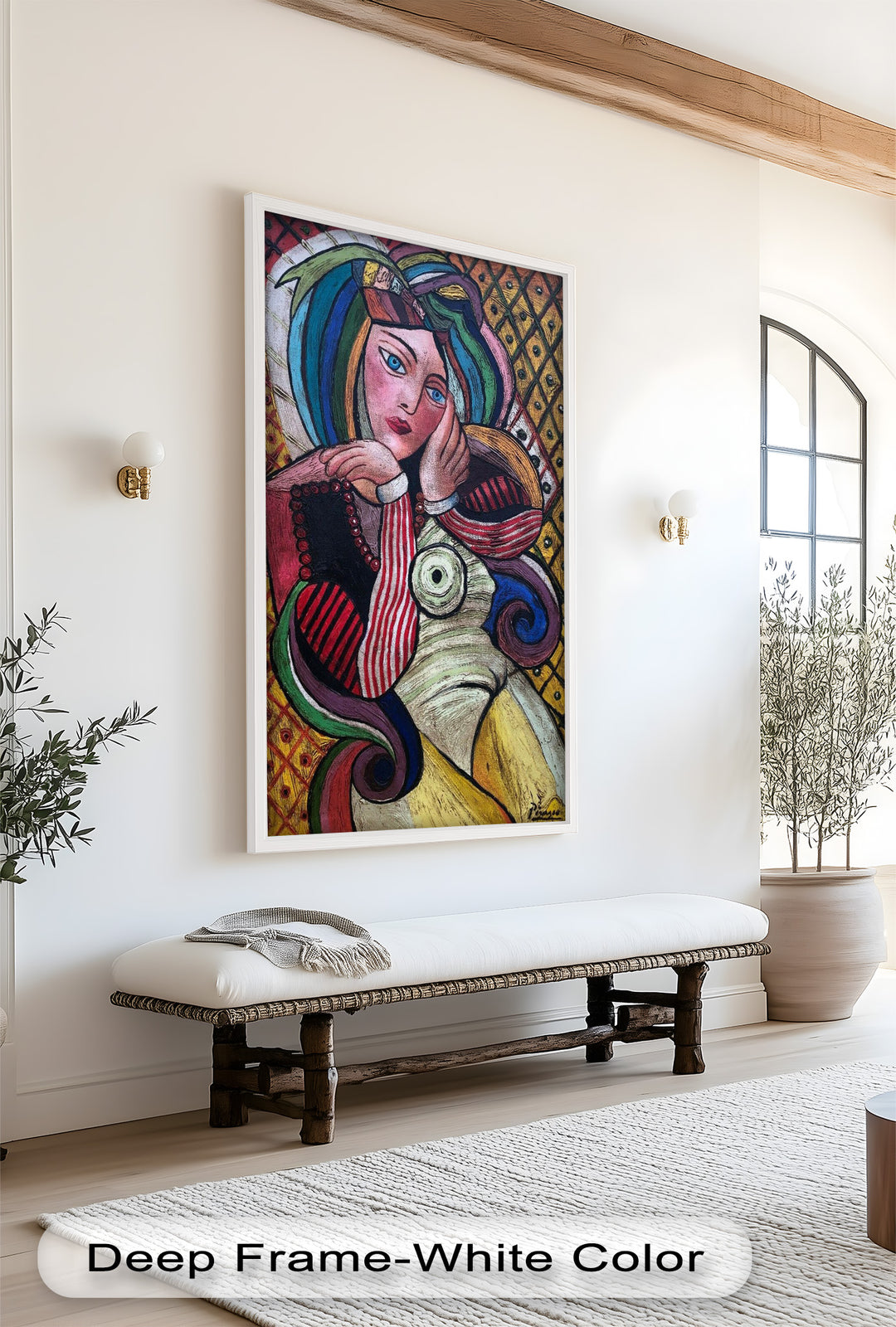 Bunte Muse – Lebendiges Porträt im Ölgemälde-Stil von Picasso