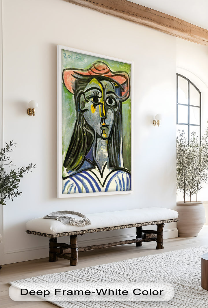 Woman in Rose Hat – Expressive Cubist Portrait Picasso Oil Painting