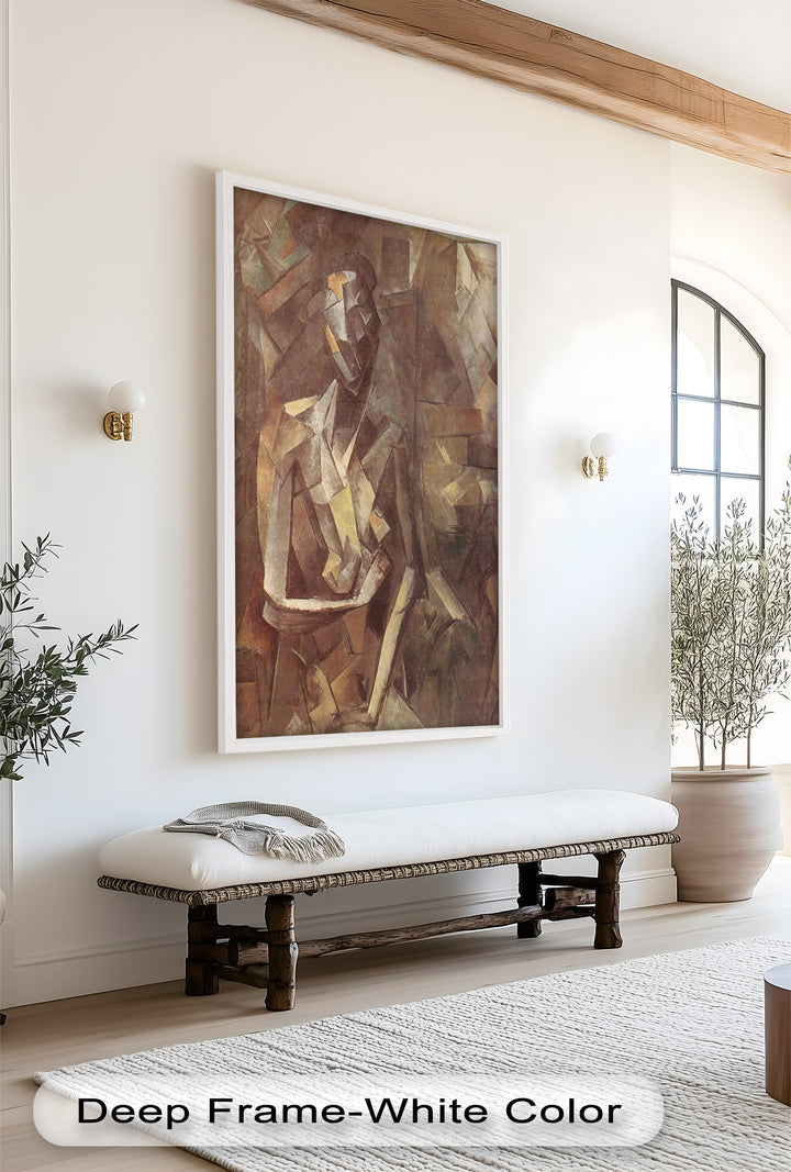 Geometric Nude Study Wall Art – Cubist Oil Painting