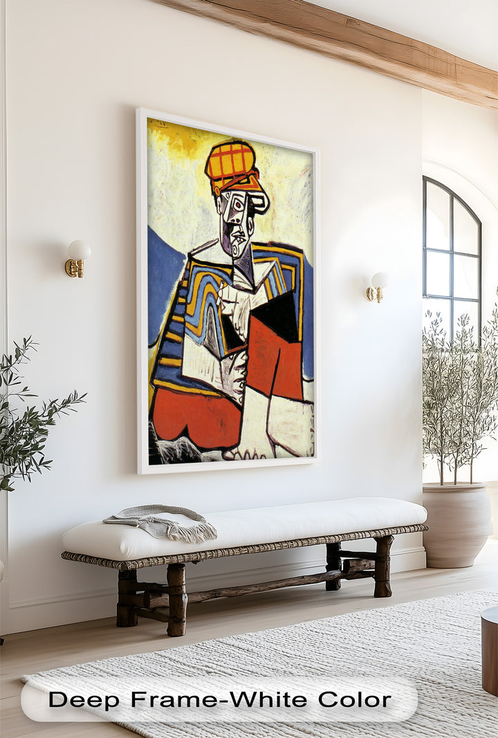 Abstract Man with Cap Wall Art – Cubist Oil Painting