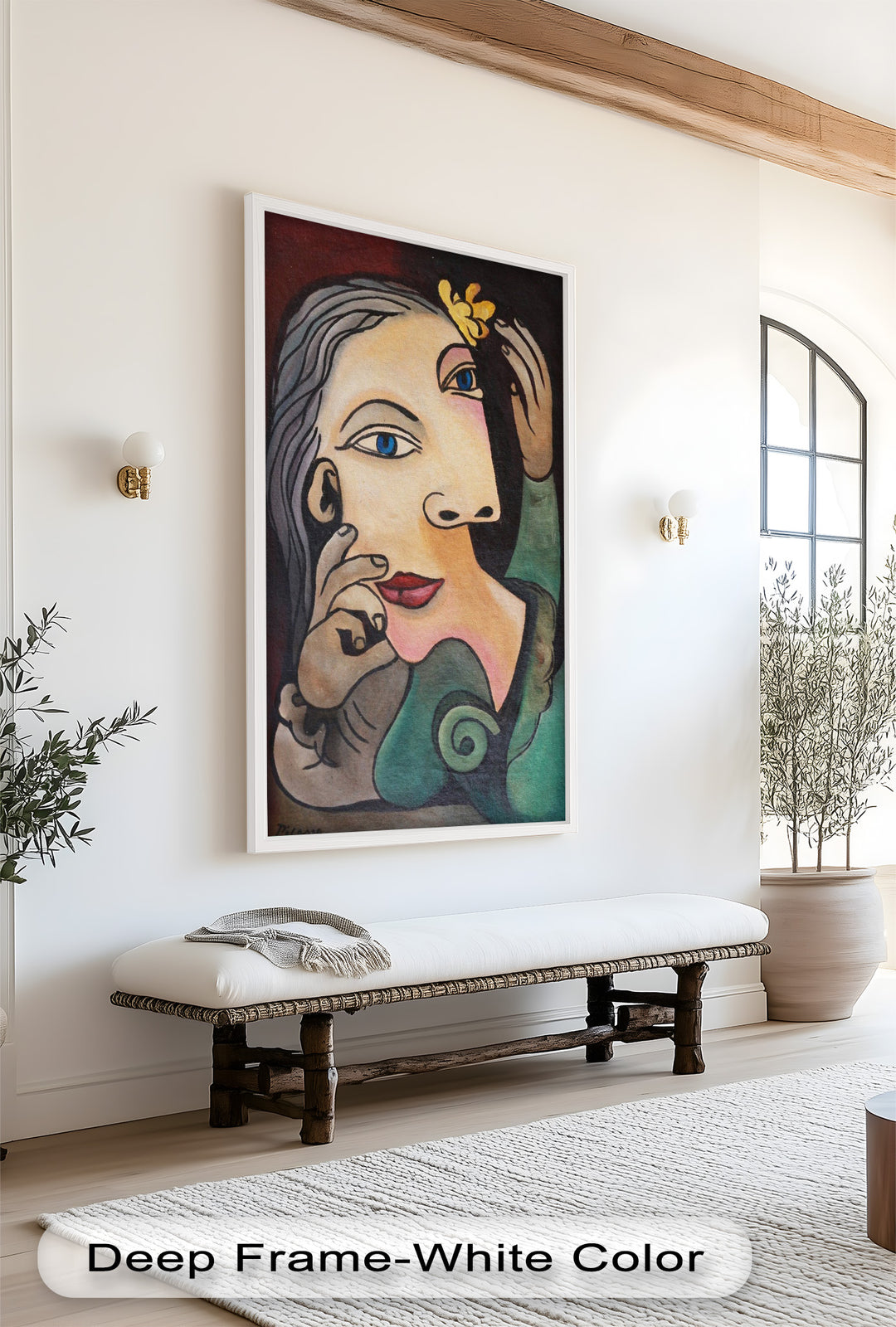 Quiet Bloom – Woman with Yellow Flower Picasso Oil Painting
