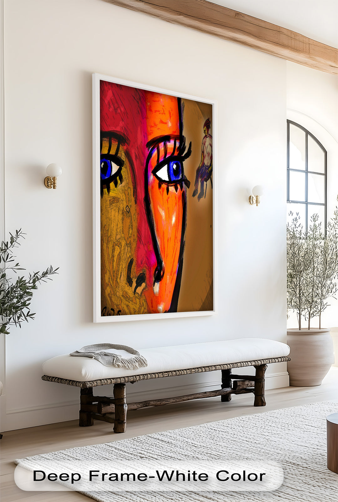 Gaze of Fire – Abstract Portrait with Distant Figure Picasso Oil Painting