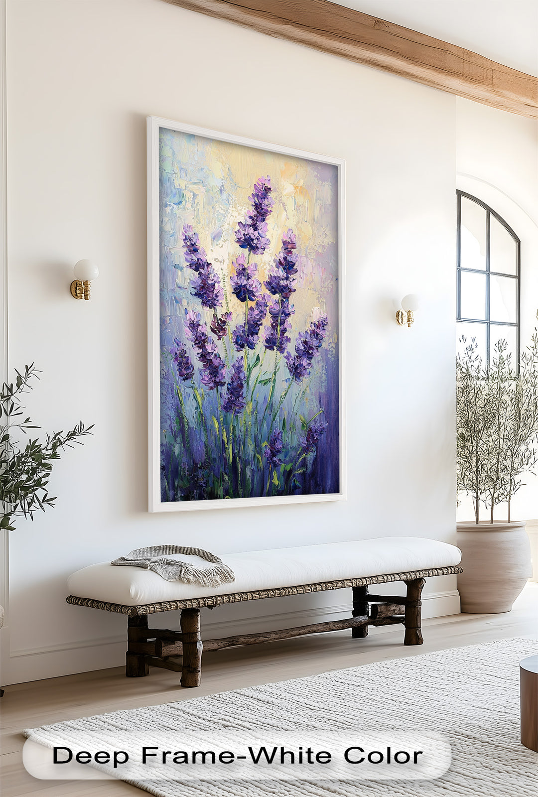 Lavender Blooms in Textured Harmony - Flower Oil Painting