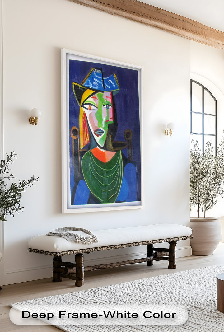 Jade and Indigo Muse – Abstract Woman Picasso Oil Painting