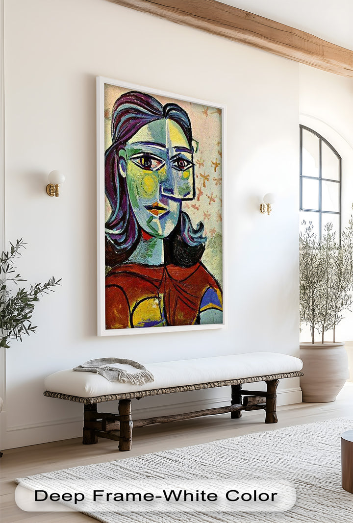 Colorful Portrait with Butterfly Accents - Picasso Oil Painting