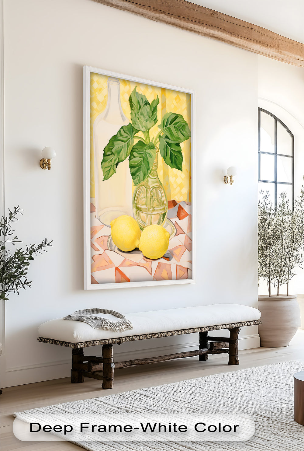 With clean lines and a playful color palette, this artwork celebrates everyday beauty, bringing freshness and warmth into any kitchen or dining space.

