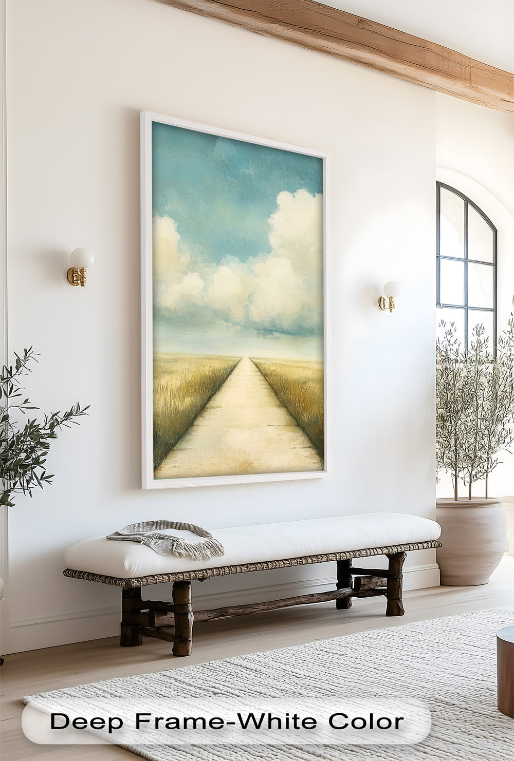 Surrounded by golden fields and glowing light, the artwork evokes a sense of calm, clarity, and open possibility.

